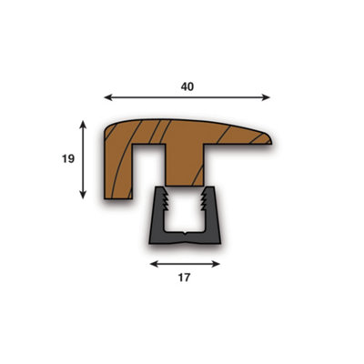 Woodline WE18 End Stop Door Bar Threshold 900mm - Unfinished Oak - 3