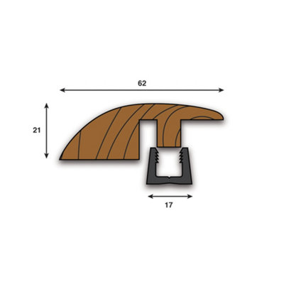 Woodline WR18 Ramp Door Bar Threshold 900mm - Unfinished Oak - 3