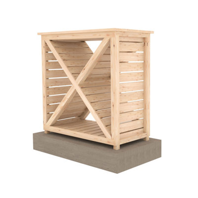 Woodlowe Slatted Cross Log Store for logs and kindling