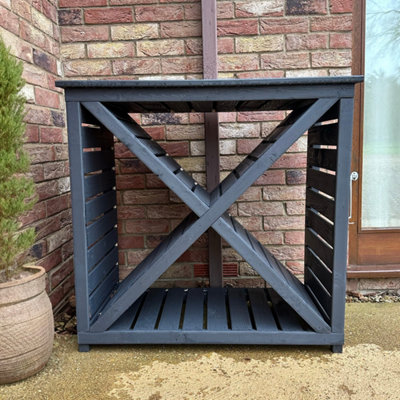 Woodlowe Slatted Cross Log Store for logs and kindling - 5