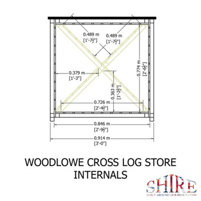 Woodlowe Slatted Cross Log Store for logs and kindling - 7