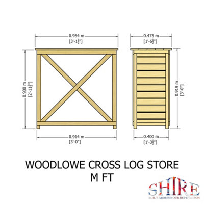 Woodlowe Slatted Cross Log Store for logs and kindling - 8