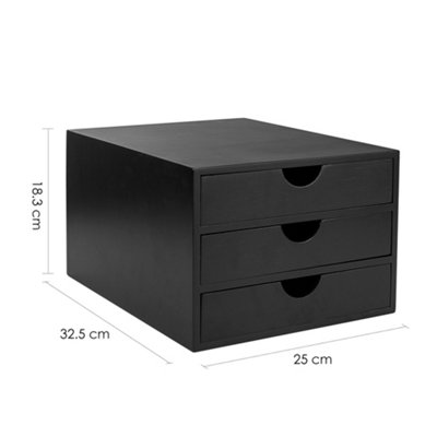 Woodluv 3 Drawer Bamboo Home Office Desktop Tidy A4 Sturdy Stationary ...