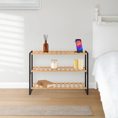 Woodluv 3 Tier Natural Bamboo Shoe Rack Stand Shelf Shelving Hallway - 4