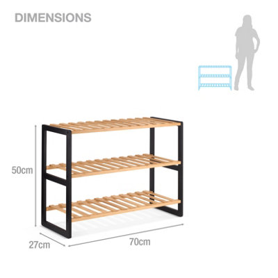 Woodluv 3 Tier Natural Bamboo Shoe Rack Stand Shelf Shelving Hallway - 8