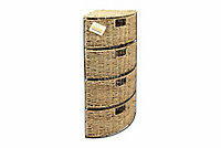 Woodluv 4 Drawer Seagrass Storage Bathroom Bedroom Tidy Basket Cabinet