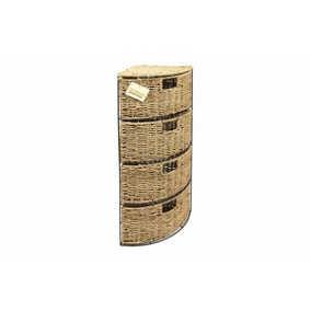 Woodluv 4 Drawer Seagrass Storage Bathroom Bedroom Tidy Basket Cabinet