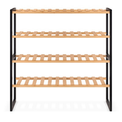 Woodluv 4 Tier Natural Bamboo Shoe Rack Stand Shelf Shelving Hallway