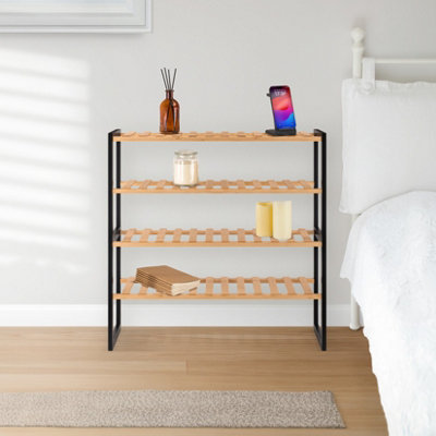 Woodluv 4 Tier Natural Bamboo Shoe Rack Stand Shelf Shelving Hallway - 4