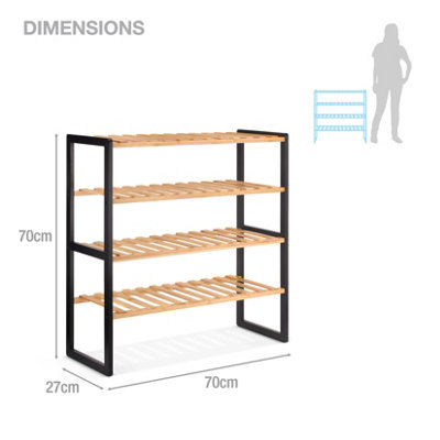 Woodluv 4 Tier Natural Bamboo Shoe Rack Stand Shelf Shelving Hallway - 8
