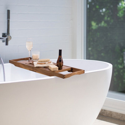 White bath tray with wine glass holder hotsell