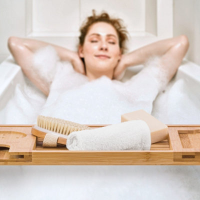 Woodluv Bath Tray Bath Caddy for Bathtub With Slot For iPad - 4