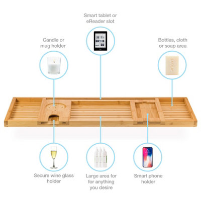 Woodluv Bath Tray Bath Caddy for Bathtub With Slot For iPad - 6