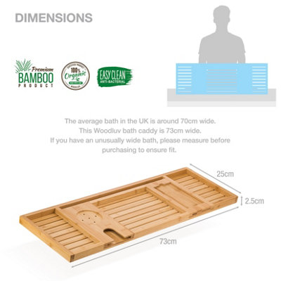 Woodluv Bath Tray Bath Caddy for Bathtub With Slot For iPad - 7