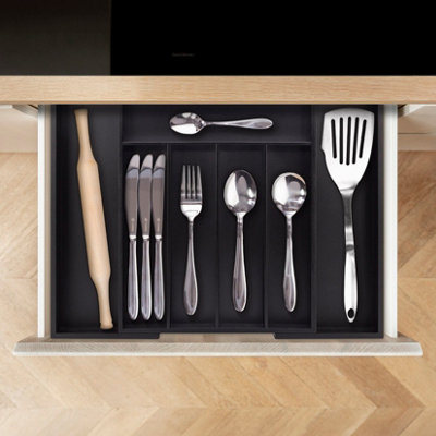 Woodluv Cutlery Drawer Organiser, Expandable Utensil Tray for Kitchen ...