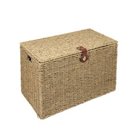 Woodluv Natural Seagrass Storage Chest Trunk  Storage Basket - Medium