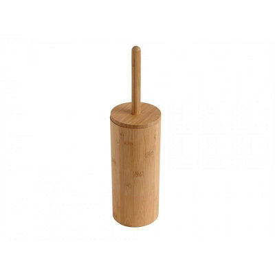 Woodluv Round Natural Bamboo Wood Toilet Brush & Holder