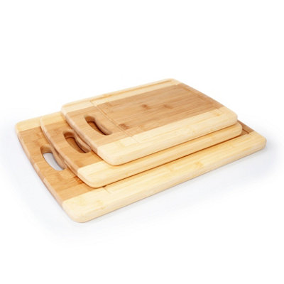 Woodluv Set of 3 Wooden Chopping Cutting Boards Set Antibacterial, - 40 x 30 x 1.8 cm, 33 x 23 x 1.8 cm, 28 x 21 x 1.8 cm