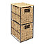 Woodluv Two Drawer Natural Seagrass Storage Cabinet With Metal Frame - Ideal for Bathroom/Office/Home