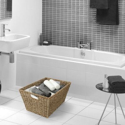 Woodluv Two Large Handmade Seagrass Shelf Storage Hamper Basket - 4