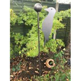 Woodpecker and Ball Plant Pin 5Ft (Bare Metal/Natural Rust) (Pack of 3) - Steel - H152.4 cm