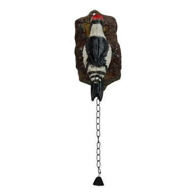 Woodpecker Bird Door Knocker Bell Ringer Striker Cast Iron Chain Wood ...