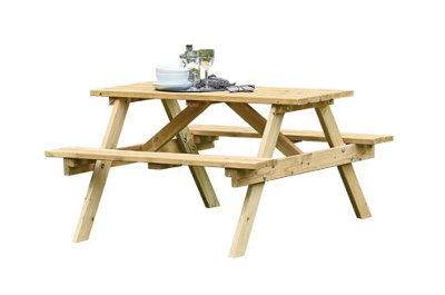 Woodshaw Appleton Wooden Picnic Table Bench 6 Seater Garden Patio Pub - 3