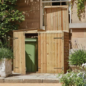 Woodshaw Double Wheelie Bin Store Garden Outdoor Storage Unit FSC Timber