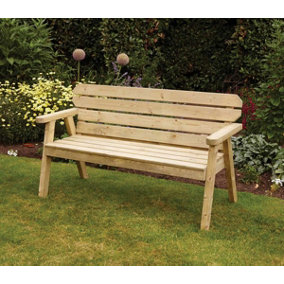 Woodshaw Hampton 5ft Wooden Garden Park Patio Bench Chair 3 Seater