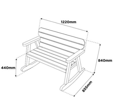 Woodshaw Hampton Rocker Wooden Garden Park Patio Bench Rocking Chair 2 Seater - 3