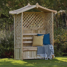 Woodshaw Tansley Arbour Wooden Garden Seat Bench & Storage Box Trellis Back
