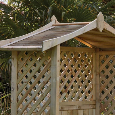 Woodshaw Tansley Arbour Wooden Garden Seat Bench & Storage Box Trellis Back - 4