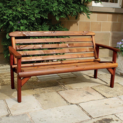 Woodshaw Thornton Rustic 5ft Wooden Garden Park Patio Bench Chair 3 ...