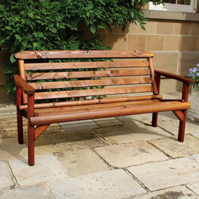 Woodshaw Thornton Rustic 5ft Wooden Garden Park Patio Bench Chair 3 Seater