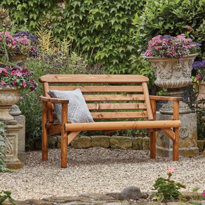 Woodshaw Thornton Rustic 5ft Wooden Garden Park Patio Bench Chair 3 Seater - 3