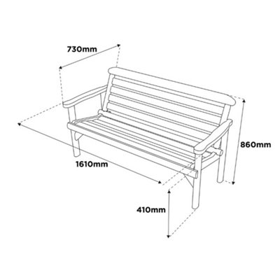 Woodshaw Thornton Rustic 5ft Wooden Garden Park Patio Bench Chair 3 Seater - 5