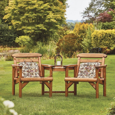 Woodshaw Thornton Wooden Rustic Alcove Companion Love Seat Garden Chair ...