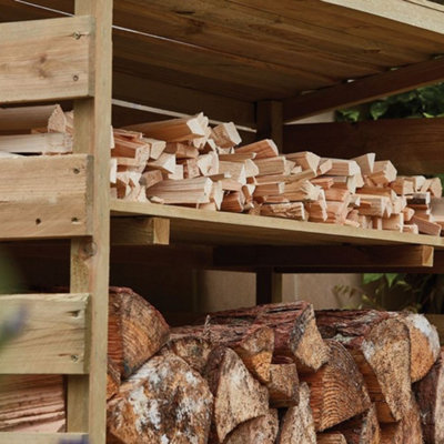 Woodshaw Wooden Log Wood Store Kindling Shelf Garden Storage