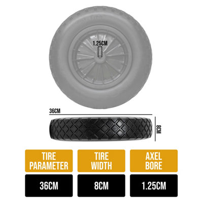 Woodside 14" Puncture Proof Solid Wheelbarrow Tyre with Axle