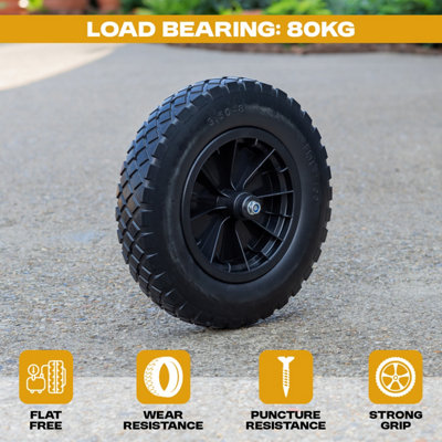 Woodside 14" Puncture Proof Solid Wheelbarrow Tyre with Axle - 4