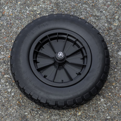 Woodside 14" Puncture Proof Solid Wheelbarrow Tyre with Axle - 6