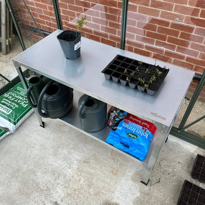 Woodside 2 Tier Galvanised Steel Potting Bench - 3