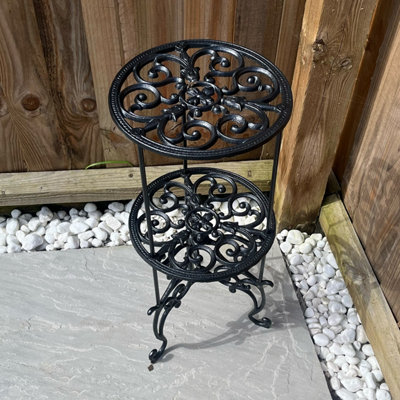 Woodside 2 Tier Heavy Duty Cast Iron Potted Plant Stand