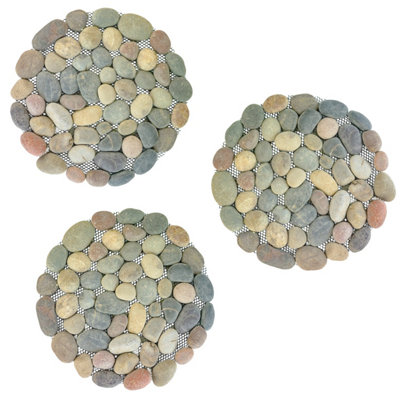 Woodside 33cm Decorative Garden Pathway Round Stepping Stones, Pack of 3