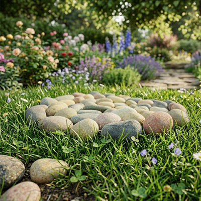Woodside 33cm Decorative Garden Pathway Round Stepping Stones, Pack of 3