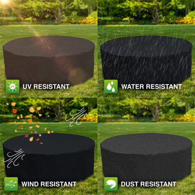 Woodside 6-8 Seater Round Patio Set Cover BLACK - 3