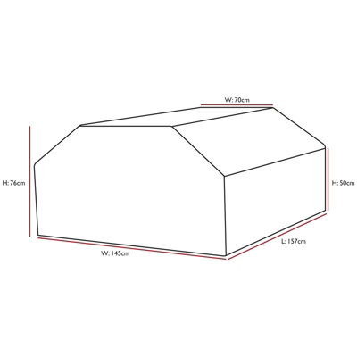 Woodside 6 Seater Square Picnic Table Cover BLACK