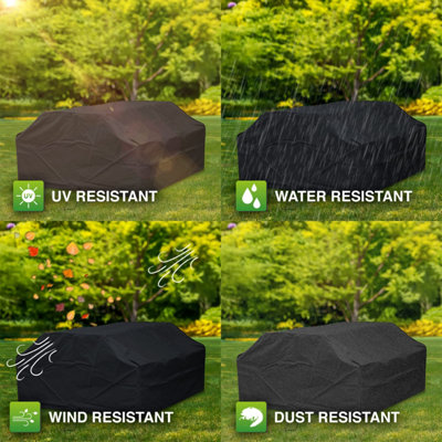Woodside 6 Seater Square Picnic Table Cover BLACK - 5