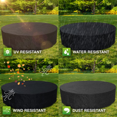 Woodside 8-10 Seater Round Patio Set Cover BLACK - 3