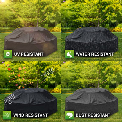 Woodside 8 Seater Round Picnic Table Cover BLACK - 5